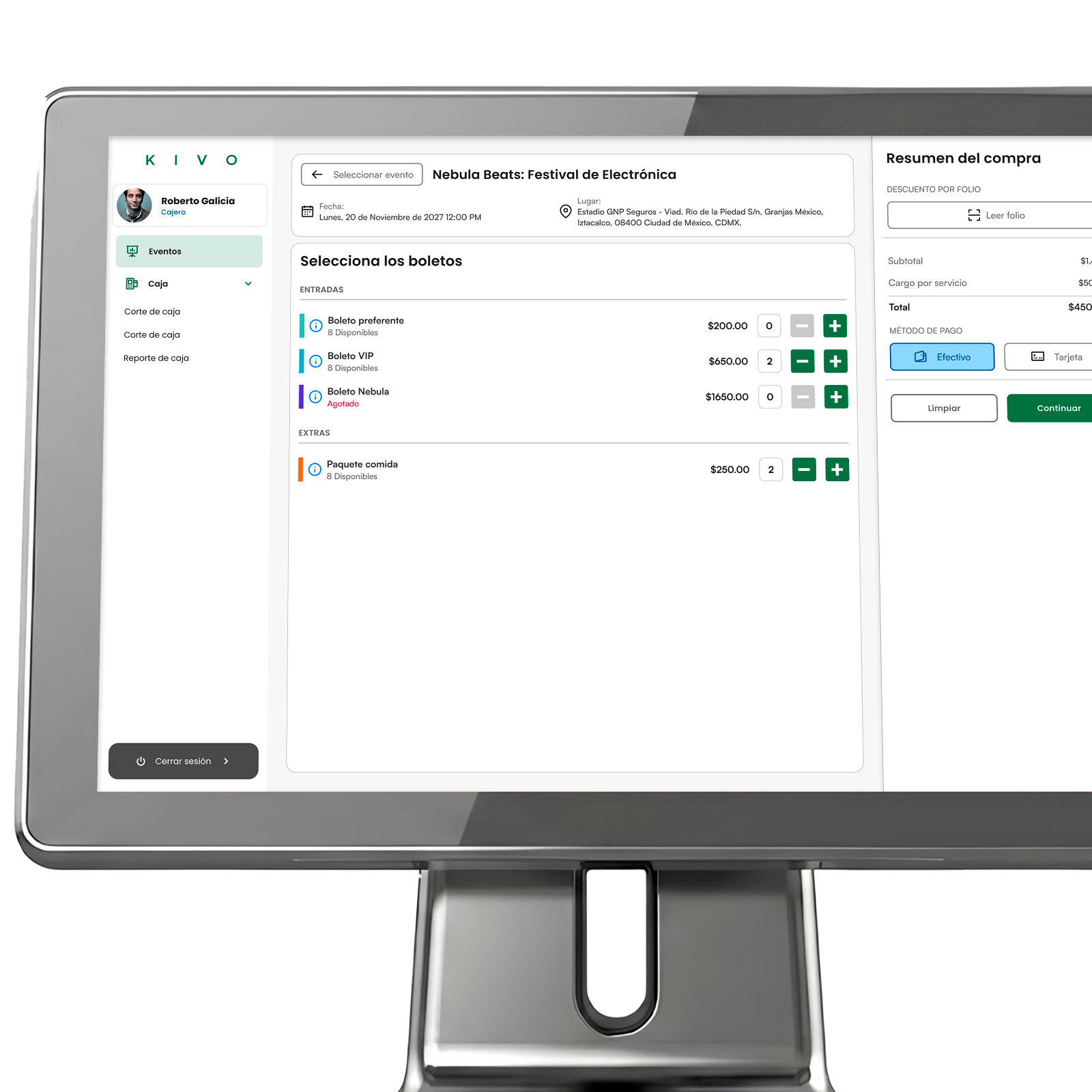 Web POS: taquilla