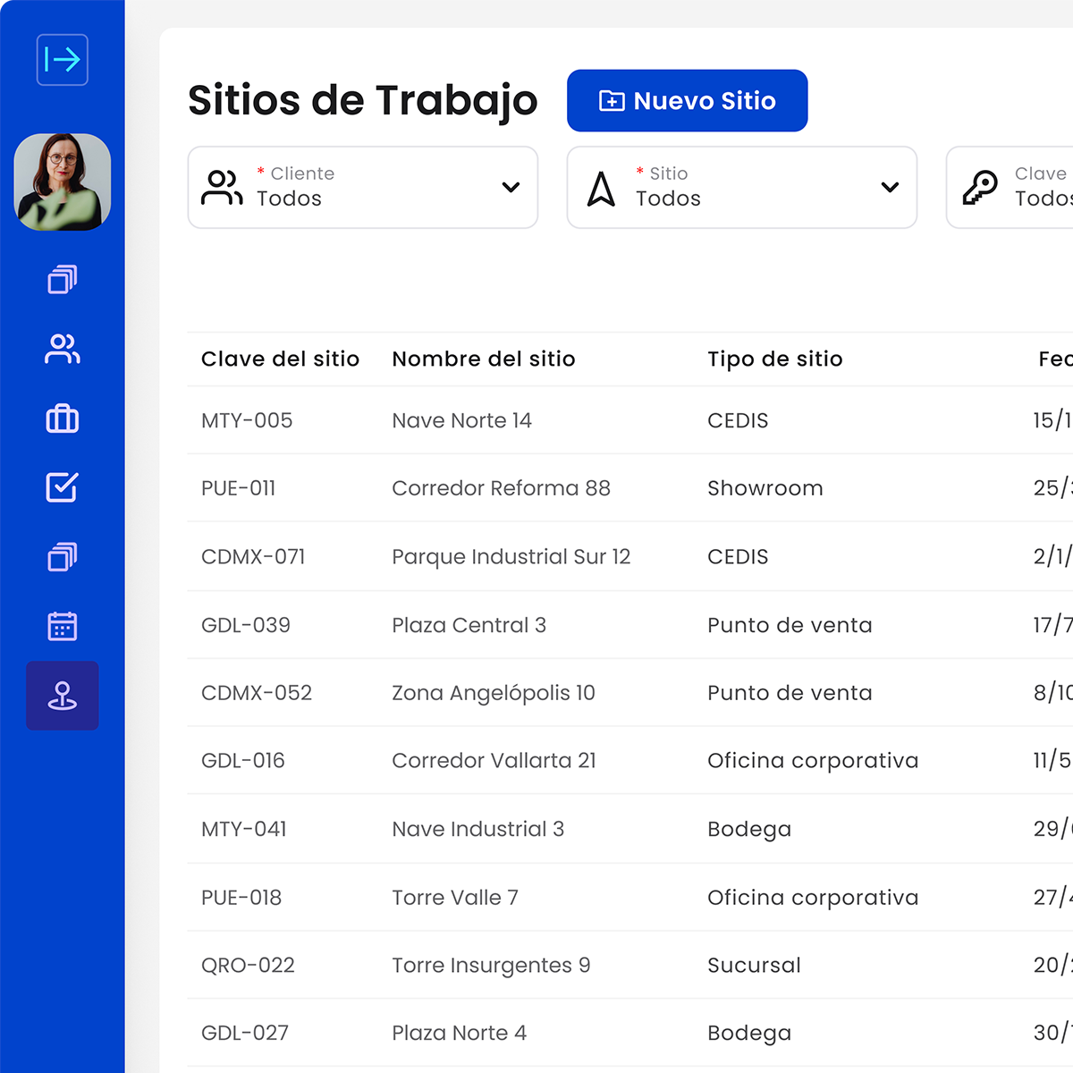 Layout rediseñado — más área útil para tablas y paneles