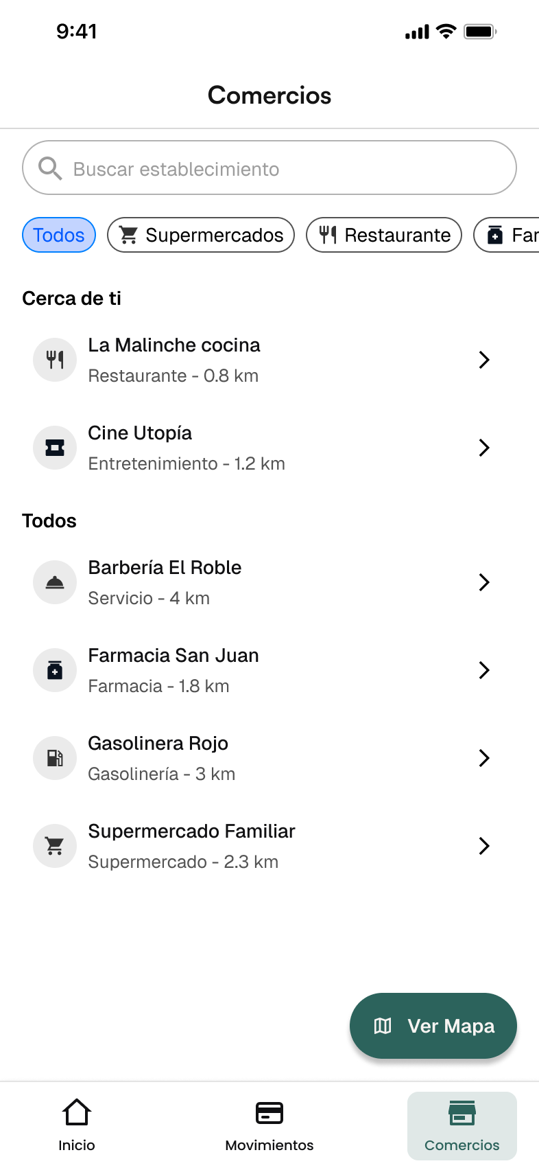 Comercios — mapa y listado geolocalizado